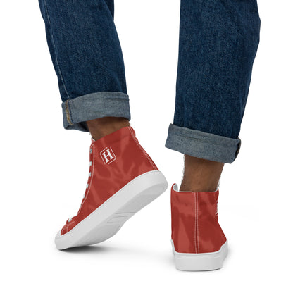 Men’s high top canvas shoes - Hillport Shoes Red Pattern