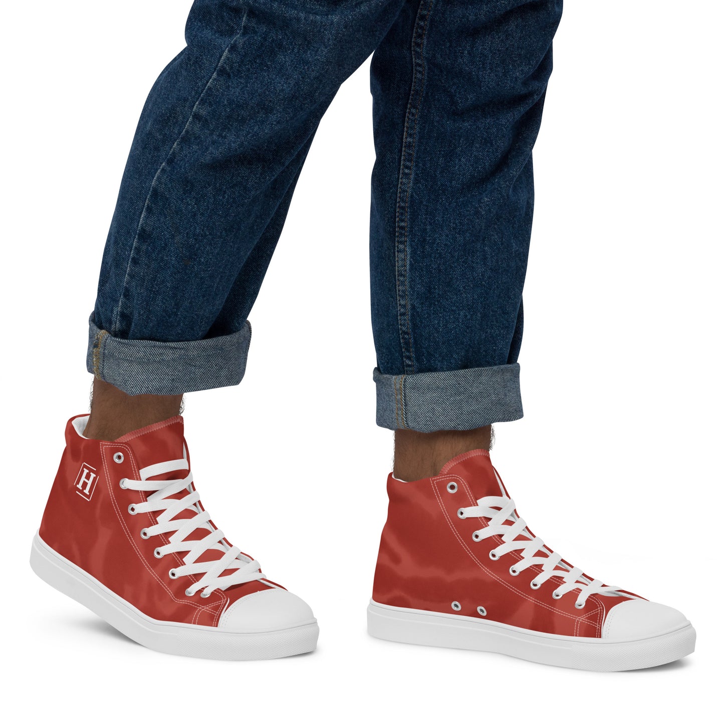 Men’s high top canvas shoes - Hillport Shoes Red Pattern